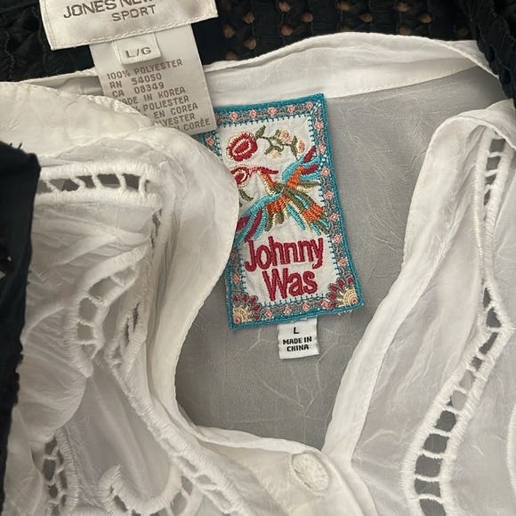 Jones NY Sport NWOT semi sheer button down top long sleeved L (pairing) - Picture 8 of 13